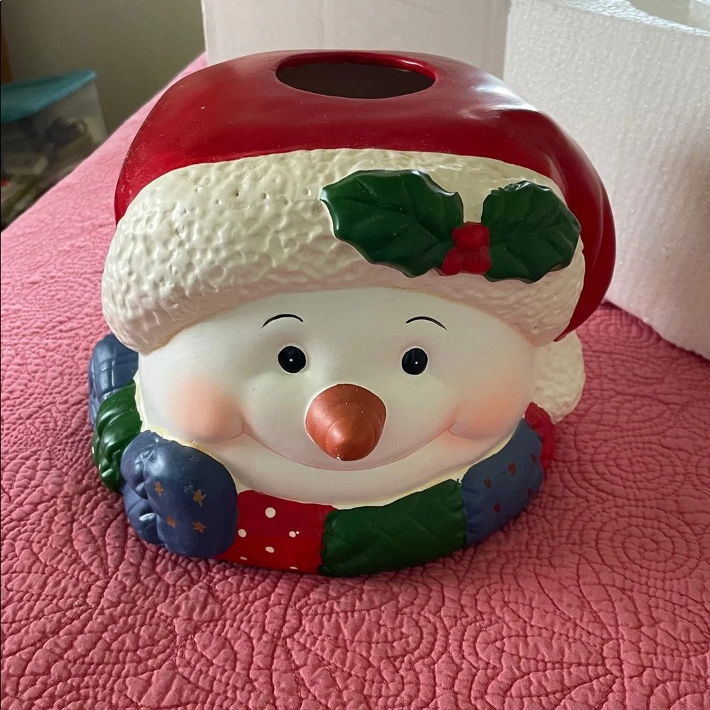 NIB Snowman Box Cover - Hand Painted for tissues. With original box - Picture 4 of 9